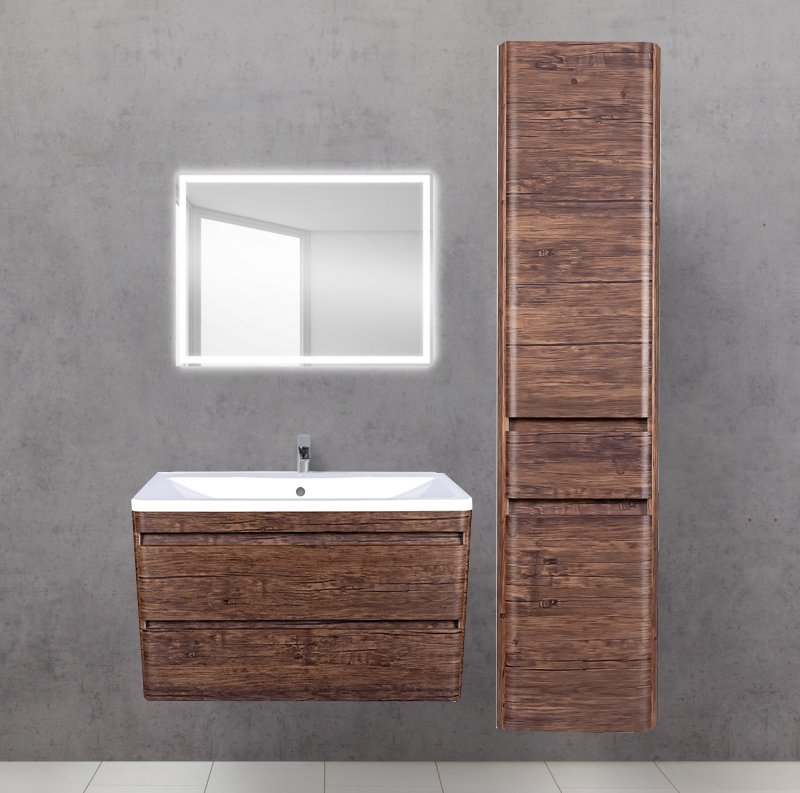 Тумба с раковиной Style Line Атлантика 100 Люкс Plus, подвесная, старое дерево - 1