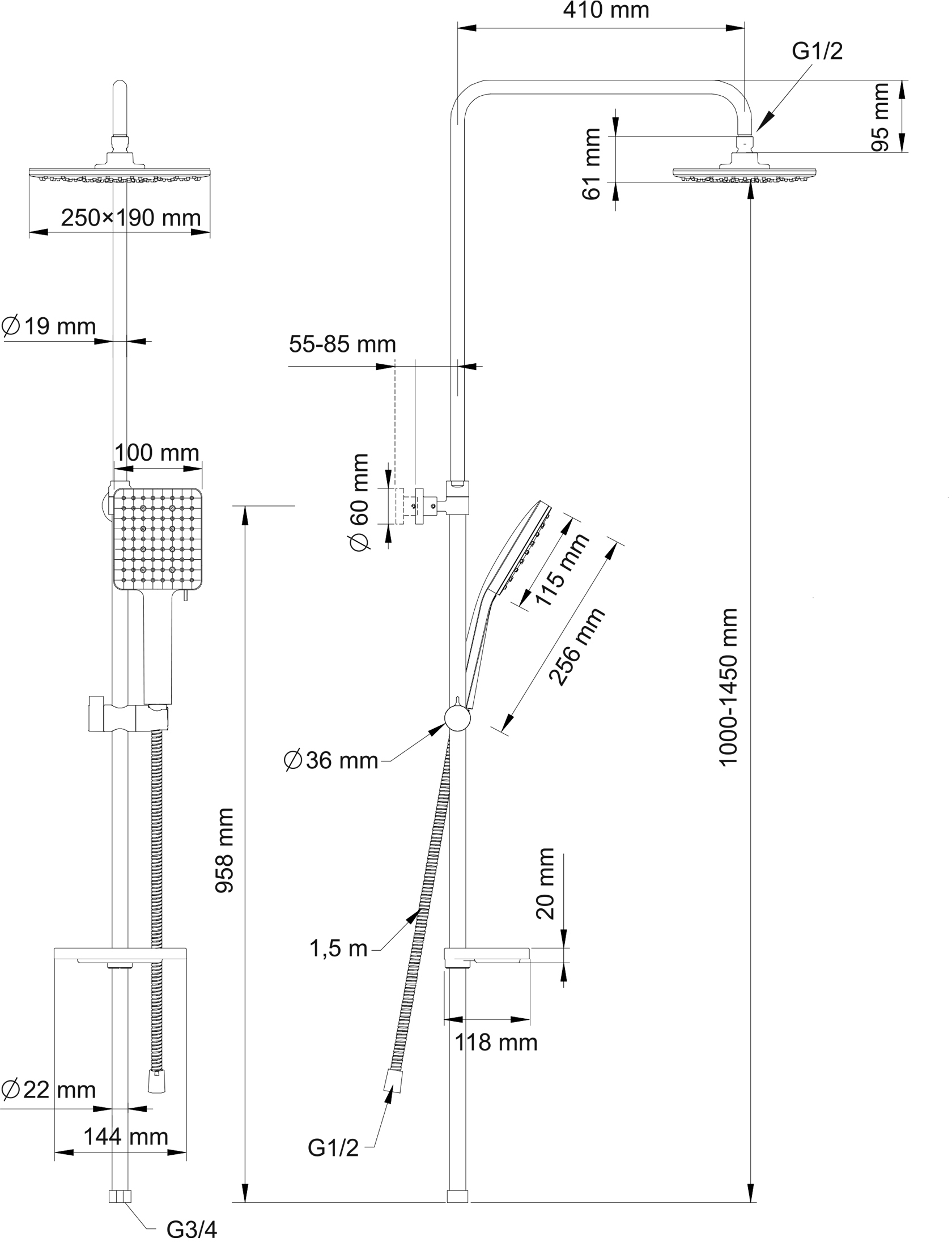 Душевая стойка Swedbe Calypso хром  5076 - 13