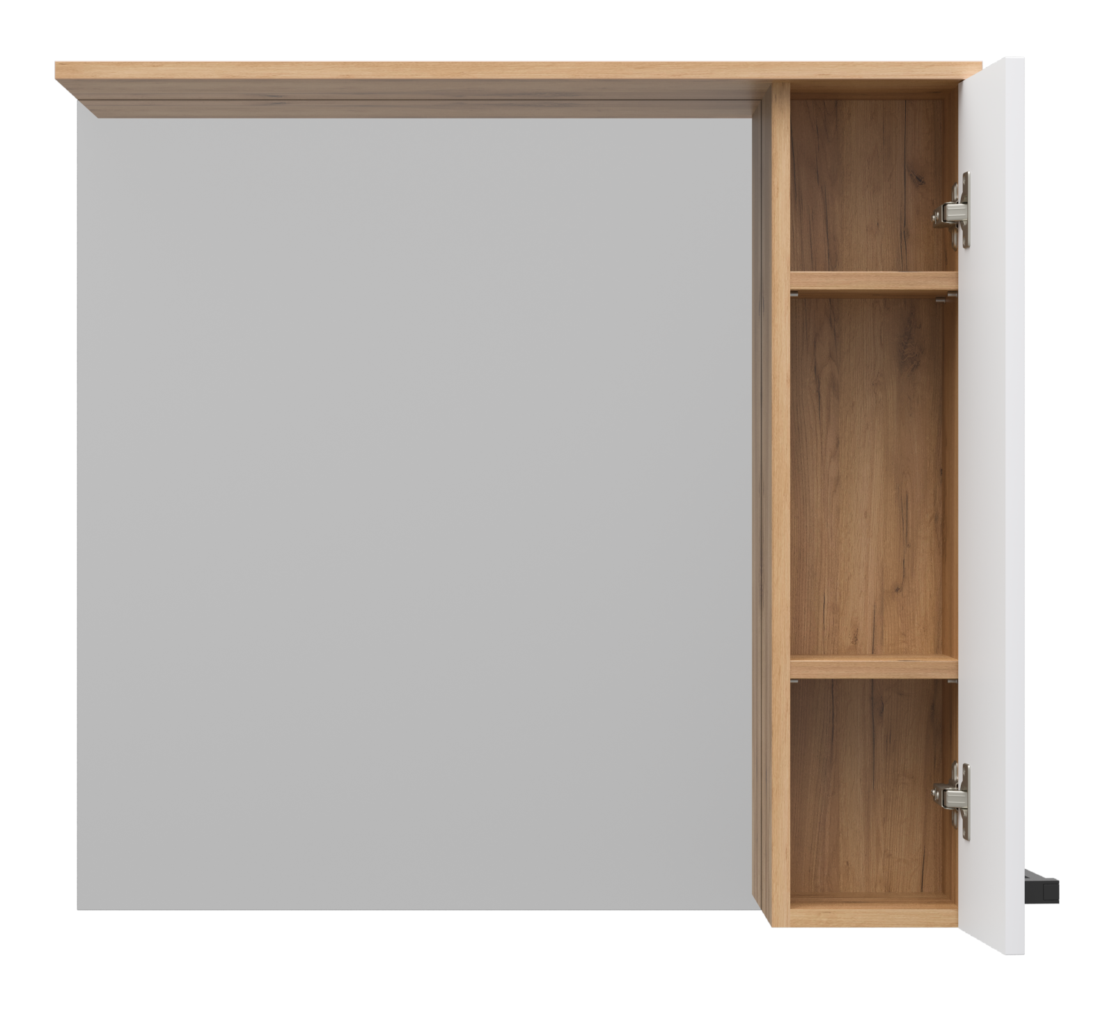 Зеркало-шкаф Misty Крафт 80 правое белое - светлое дерево П-Кра-02080-011П - 1