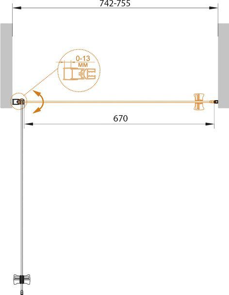 Душевая дверь в нишу Cezares Eco O-B-1-75-C-Cr стекло прозрачное ECO-O-B-1-75-C-Cr - 8
