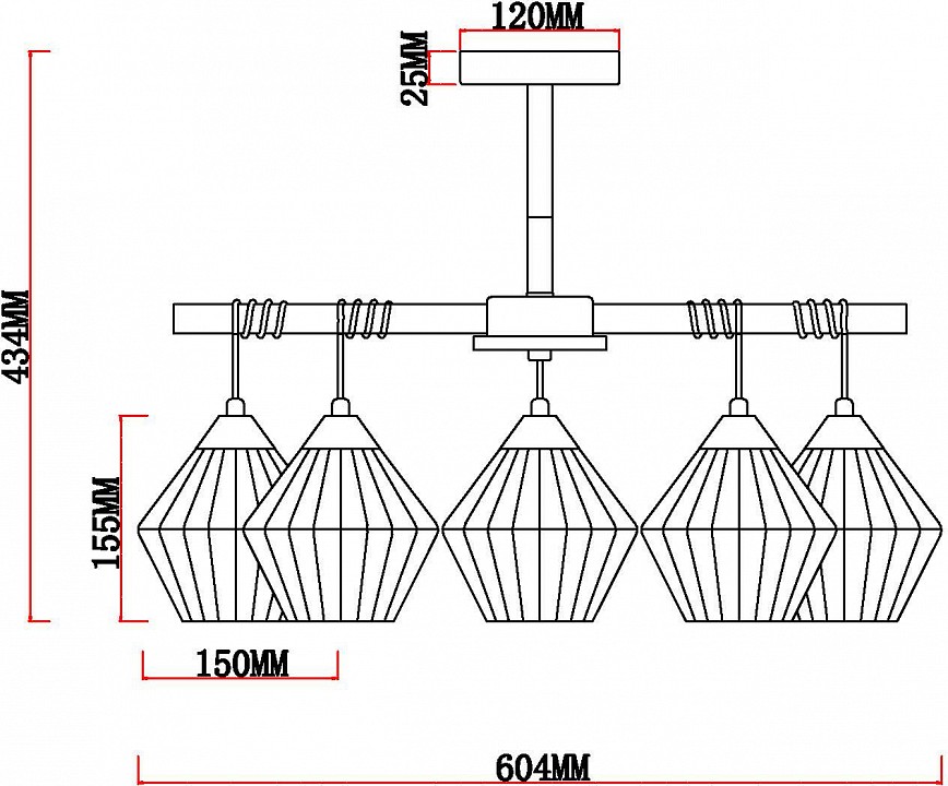 Люстра на штанге MyFar Bella MR1771-5C - 5