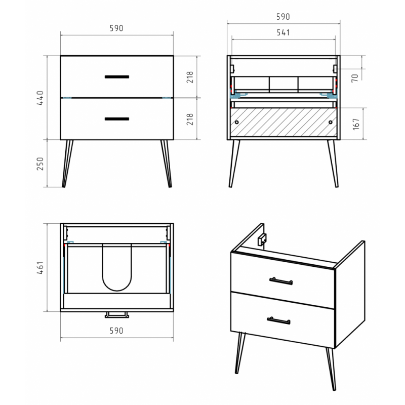Тумба под раковину напольная Misty Маргарет 60 белая глянцевая П-Марг01060-01Пр2Ях - 1