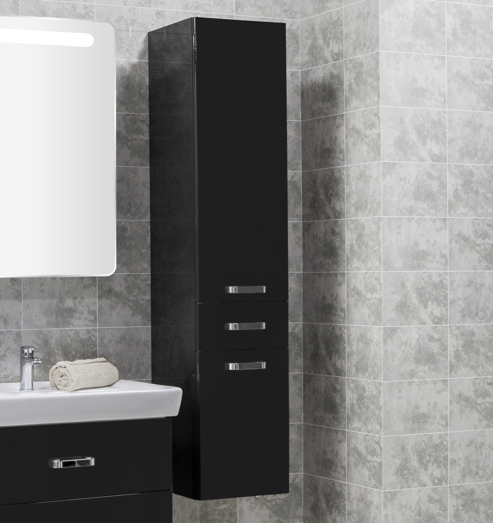 Шкаф-пенал AQUATON Америна чёрный 1A135203AM950 - 0