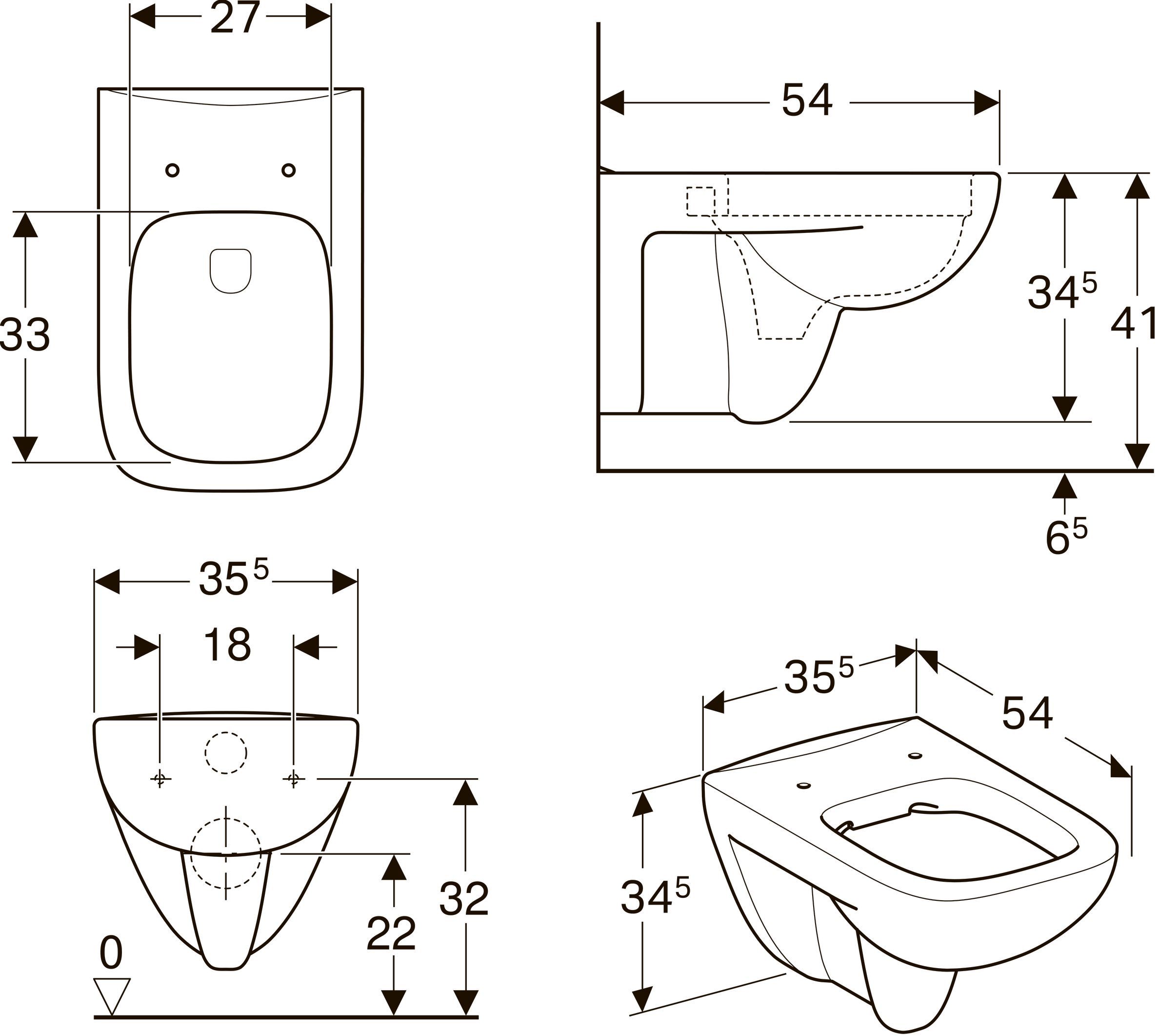 Чаша для унитаза подвесного Geberit Renova Plan 202170000 - 5