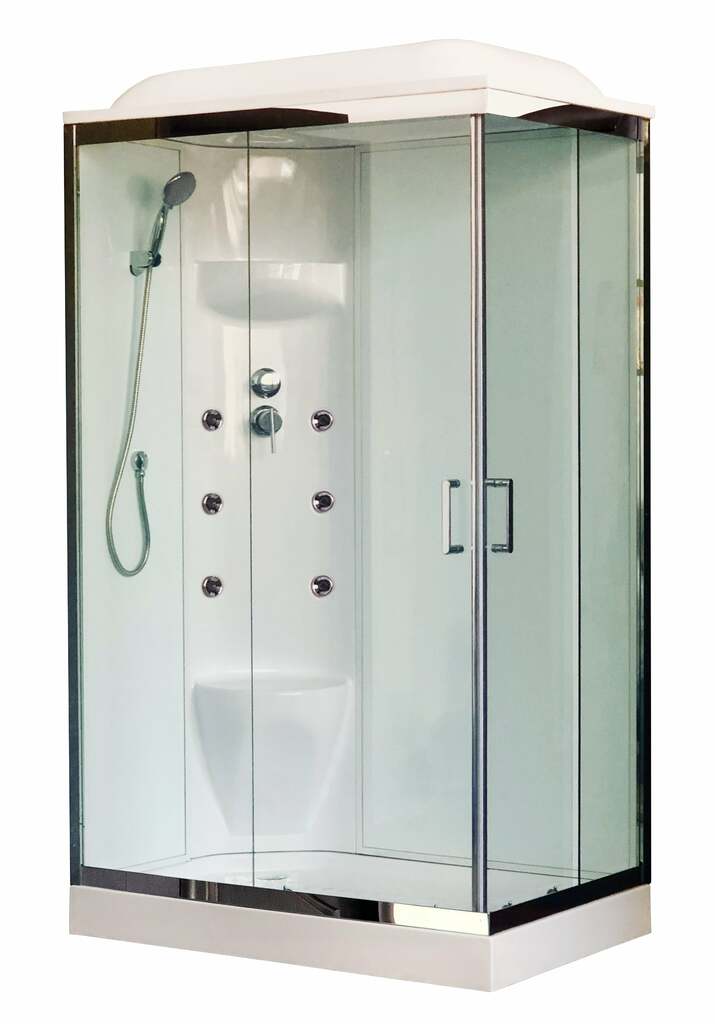 Душевая кабина Royal Bath 120x80 L стекло прозрачное задняя стенка белая с гидромассажем RB8120HP7-WT-CH-L - 0