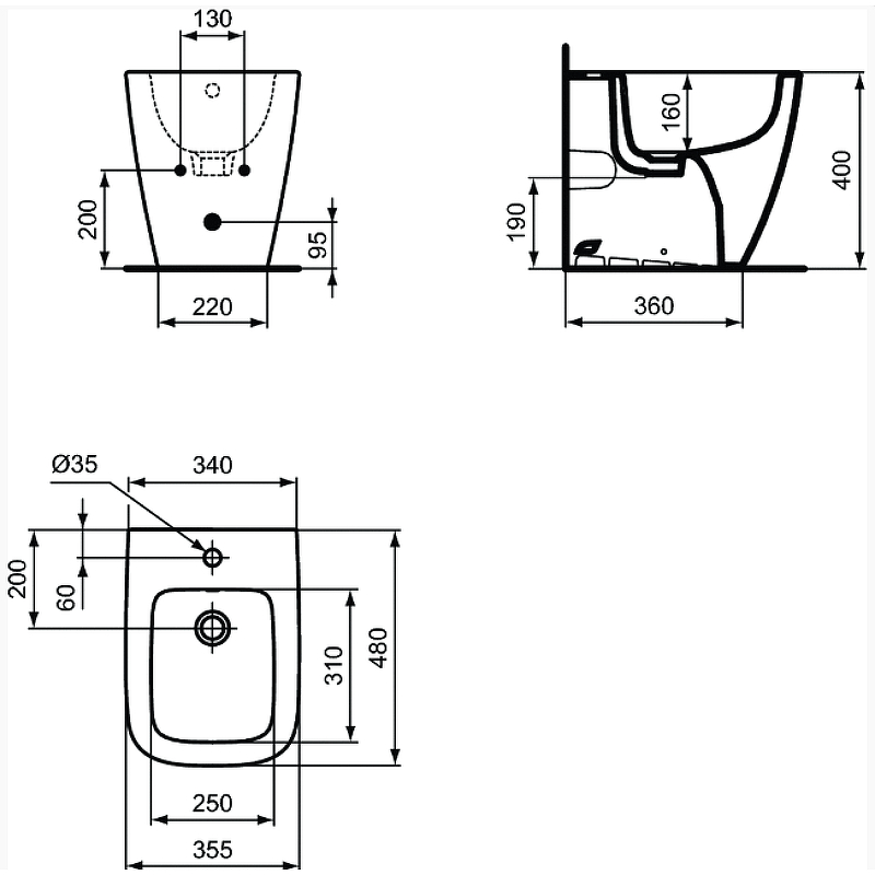 Биде напольное Ideal Standard I.Life белый T459501 - 5