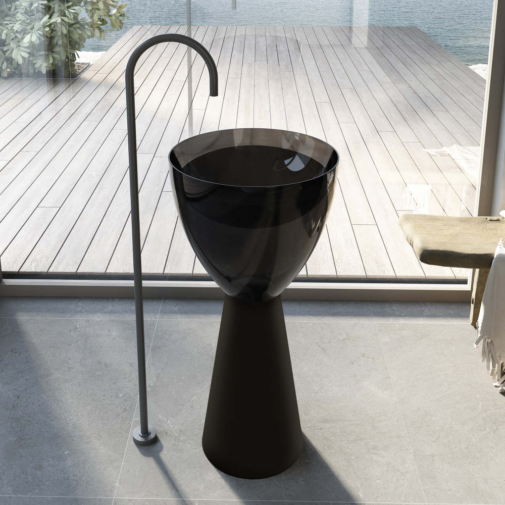 Раковина отдельностоящая прозрачная ABBER AT2703Onyx-Black черный/черный матовый - 0