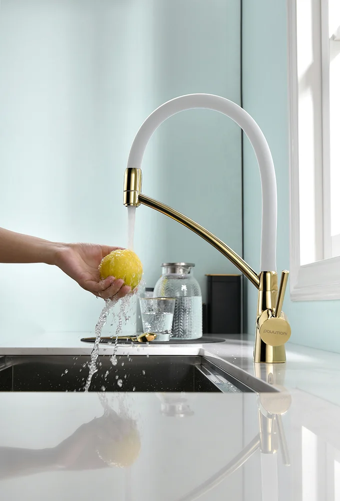Смеситель для кухни Paulmark Siegen золото - белый Si213111-Gw - 2