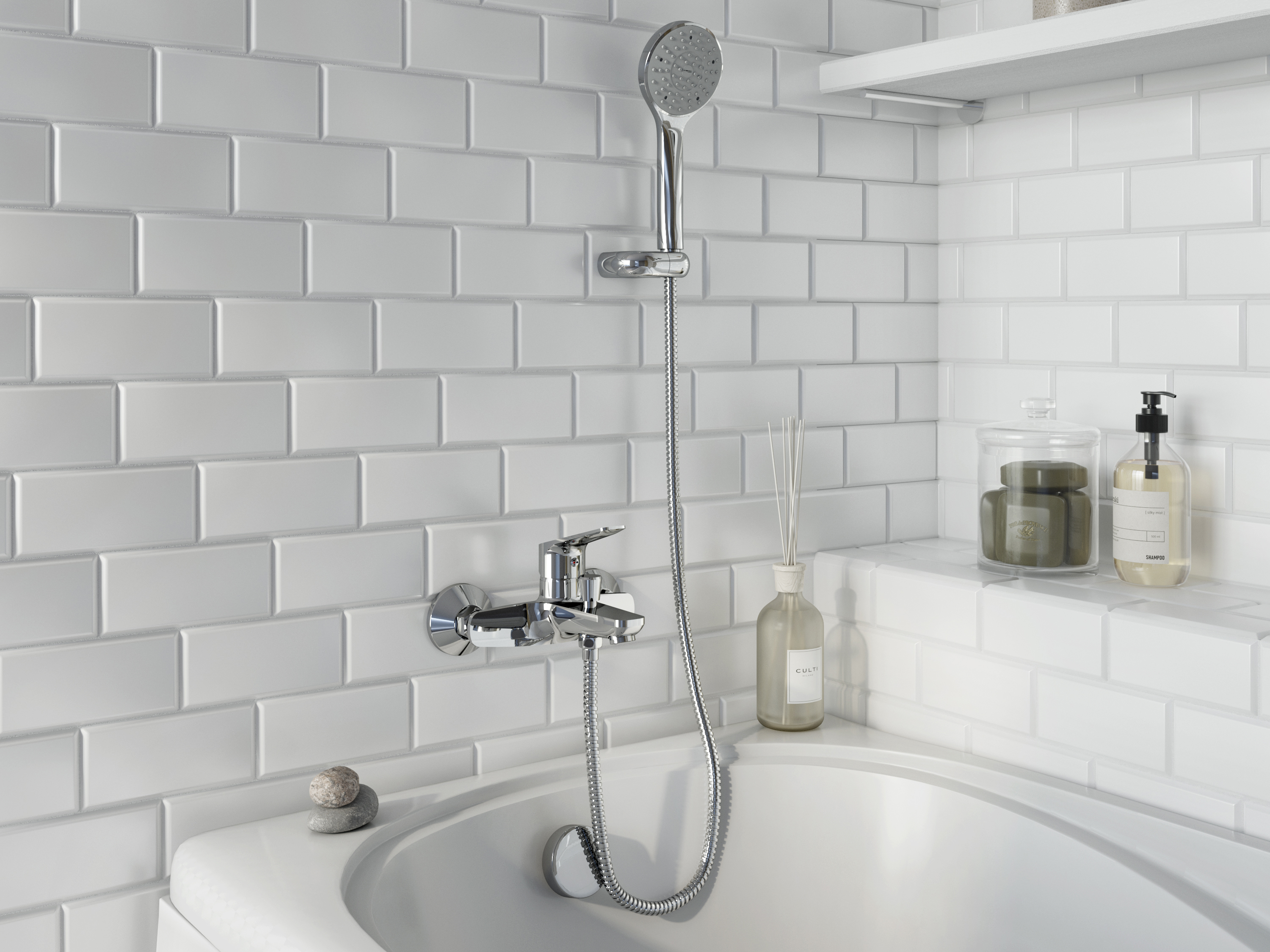 Душевой гарнитур STWORKI by Damixa Дублин HFDB91100, хром с лейкой на настенном держателе - 4