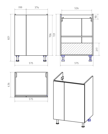 Тумба под раковину напольная Misty Лира 60 белая глянцевая Пр-Лир06060-50 - 3