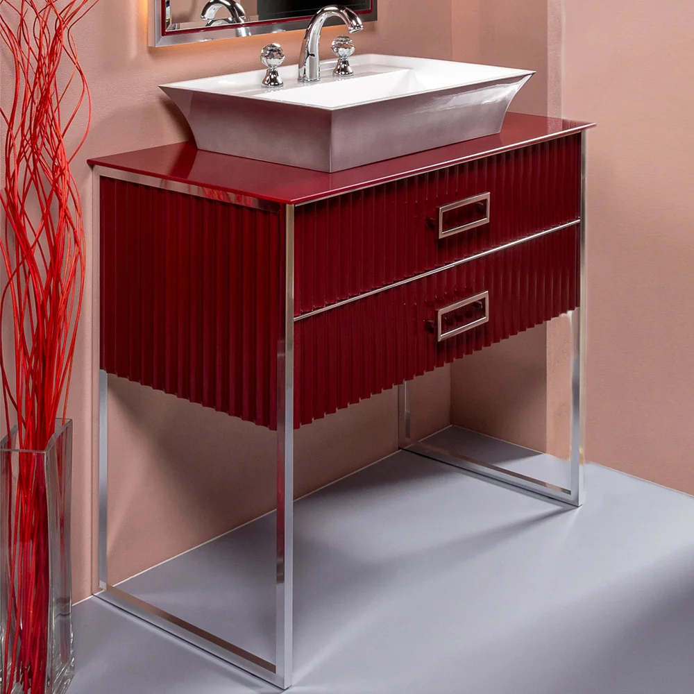 Тумба под раковину чашу Boheme Armadi Art Monaco 100 бордо глянец - хром 867-100-RCR - 0