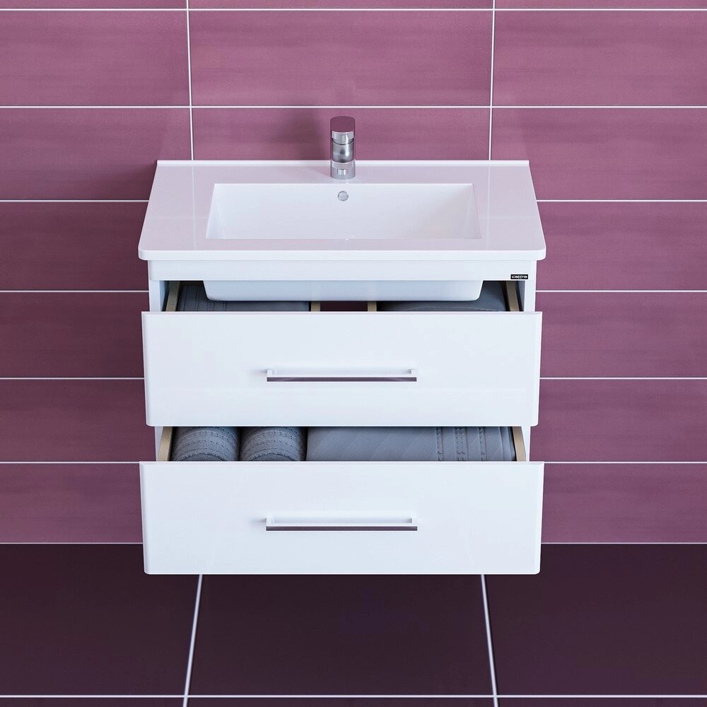 Тумба с раковиной подвесная Санта Вегас 75 белый - 1