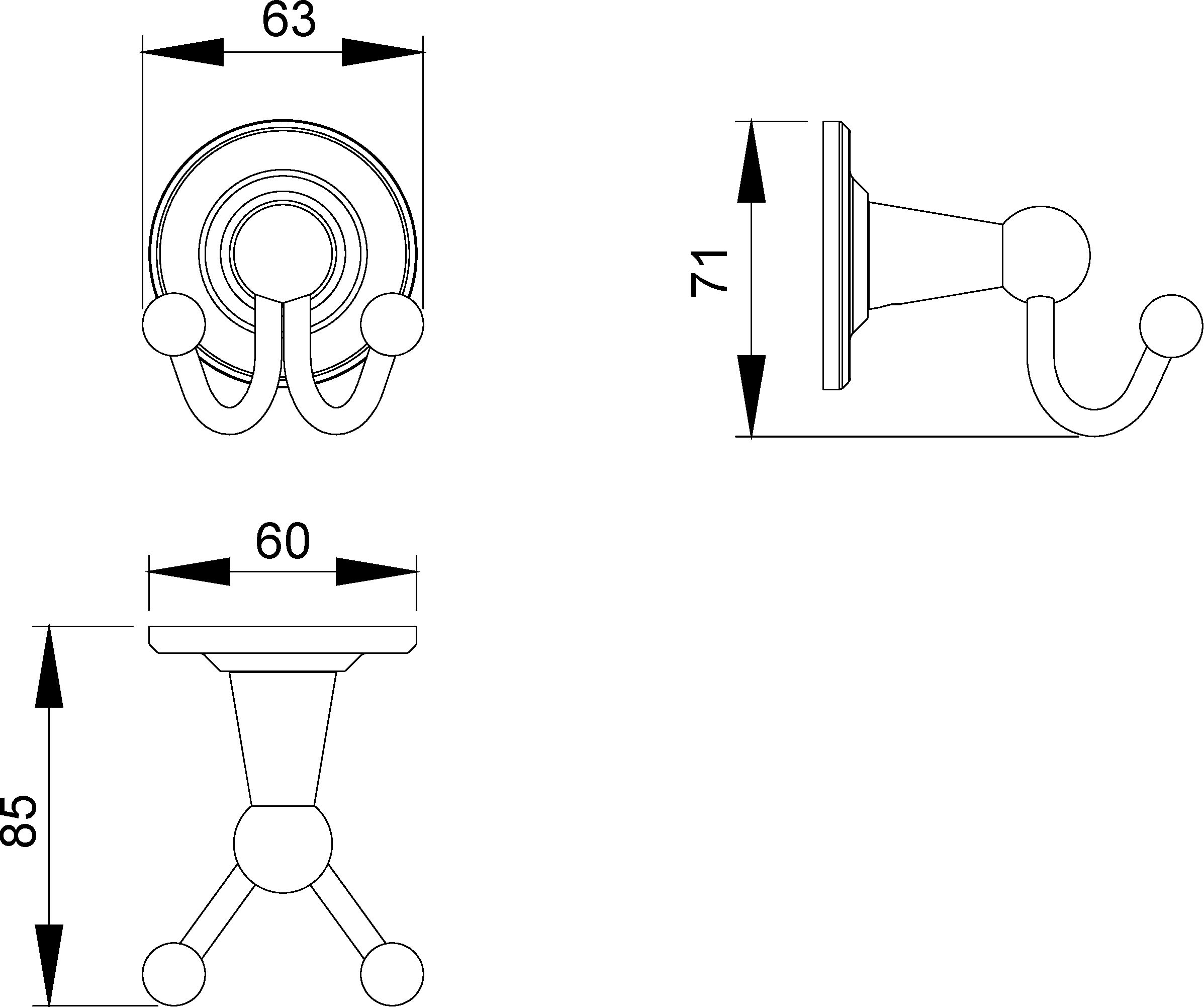 Крючок двойной Timo Nelson 160012/02 антик - 1