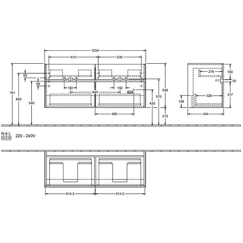 Тумба под раковину Villeroy&Boch Collaro 125 черная матовая C013L0PD - 1