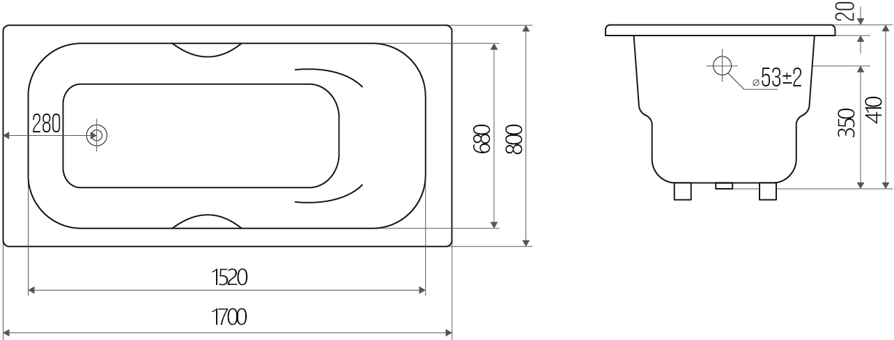 Чугунная ванна Goldman Donni 170x80 DN17080 - 4