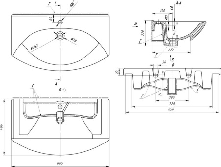 Тумба с раковиной Misty Орхидея 85 белая глянцевая СО000006652 - 3