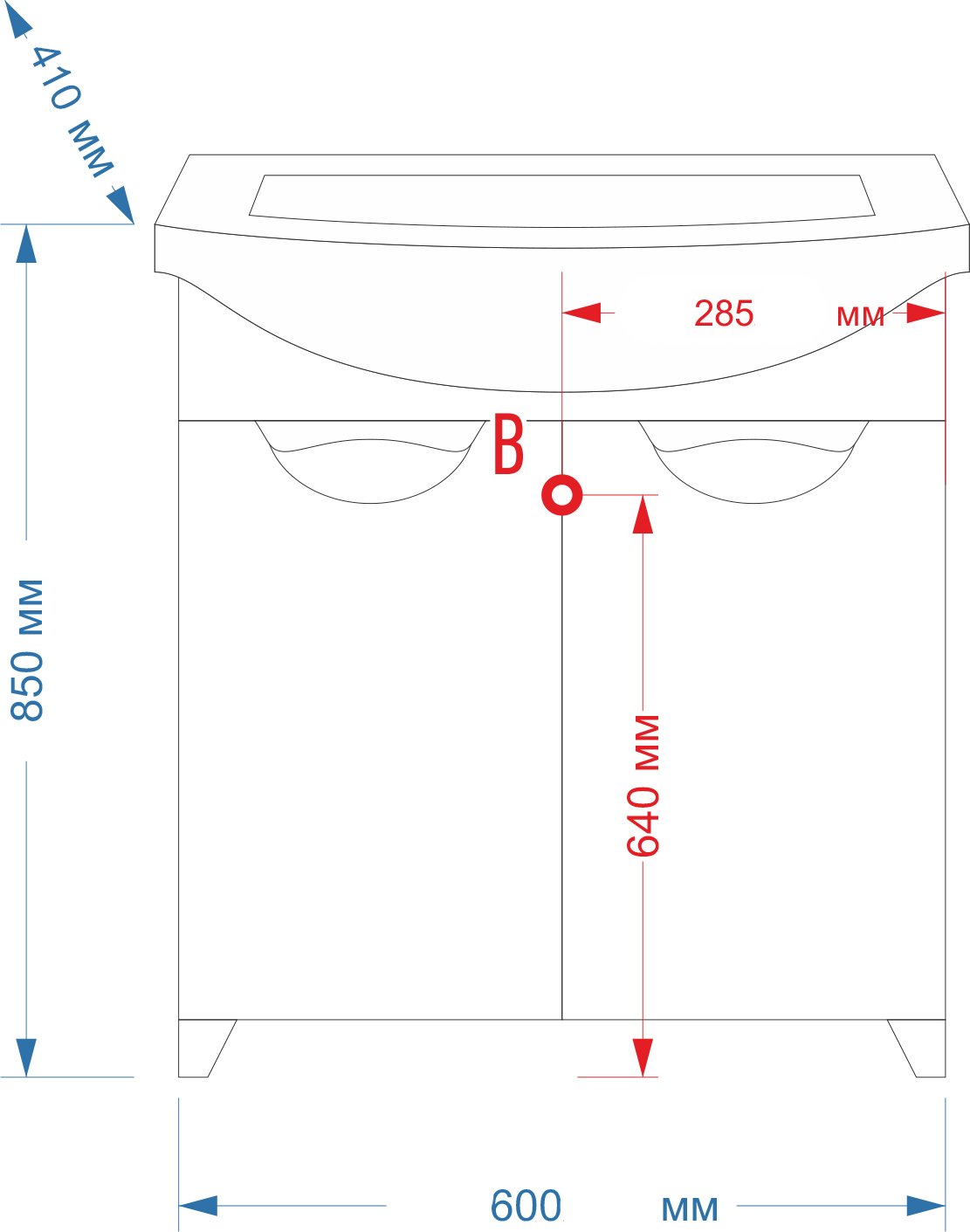 Тумба для комплекта Misty Лаванда 60 белая эмаль, прямая Э-Лав01060-011Пр - 3