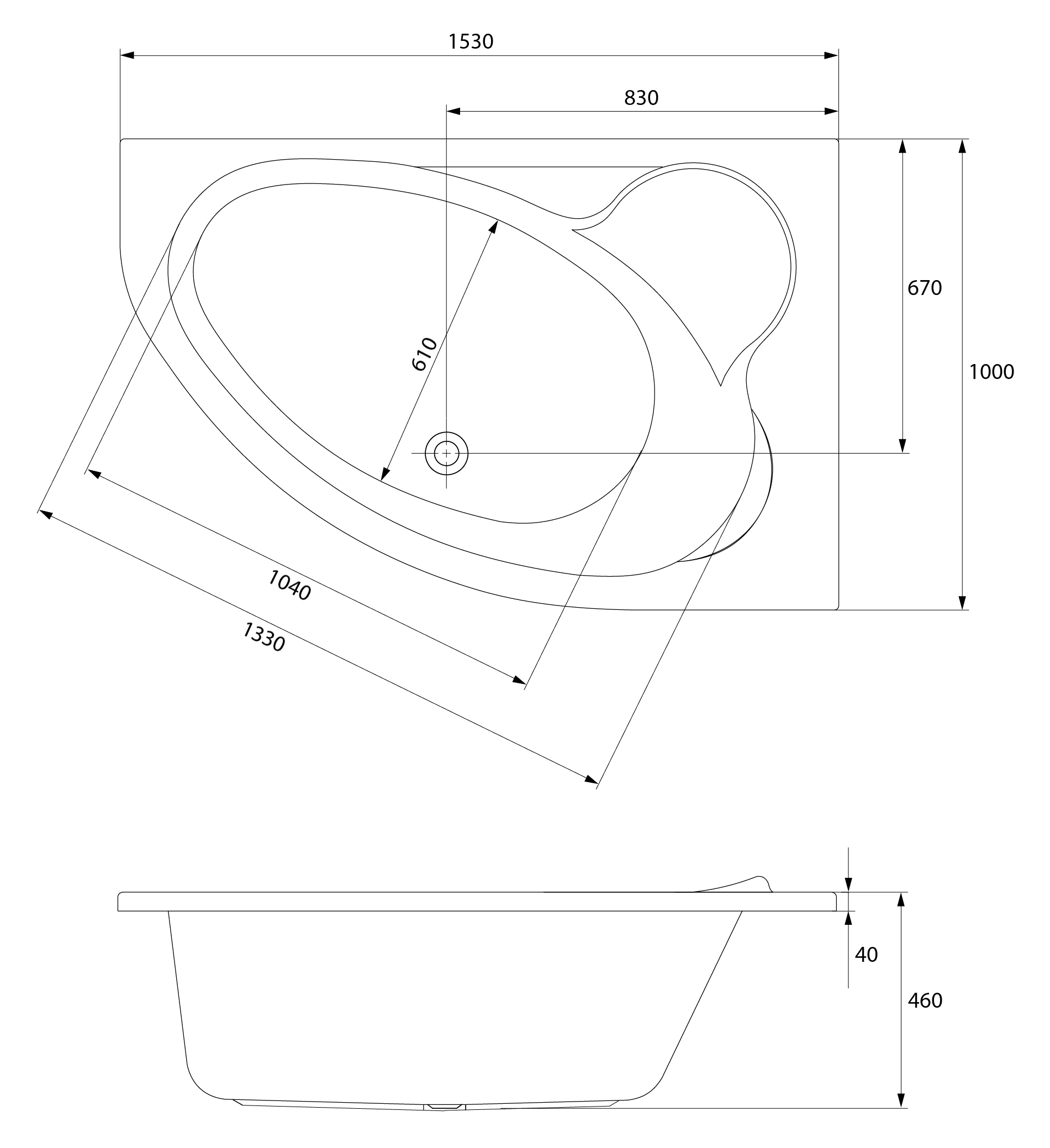 Акриловая ванна Cersanit Kaliope 153 R 63442 - 5