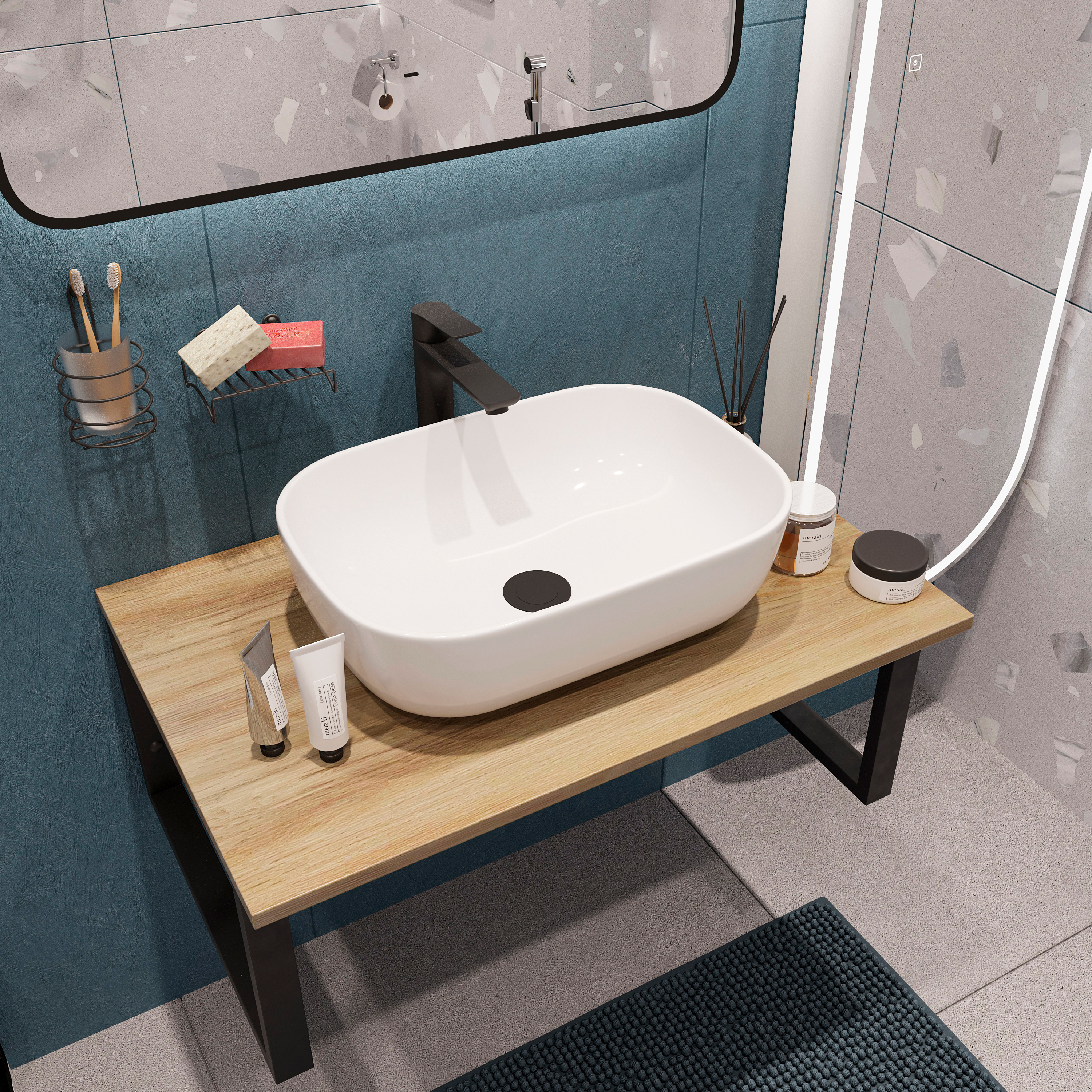 Мебель для ванной DIWO Элиста 80 светлое дерево, с раковиной Moduo 50 Square 554899 - 2