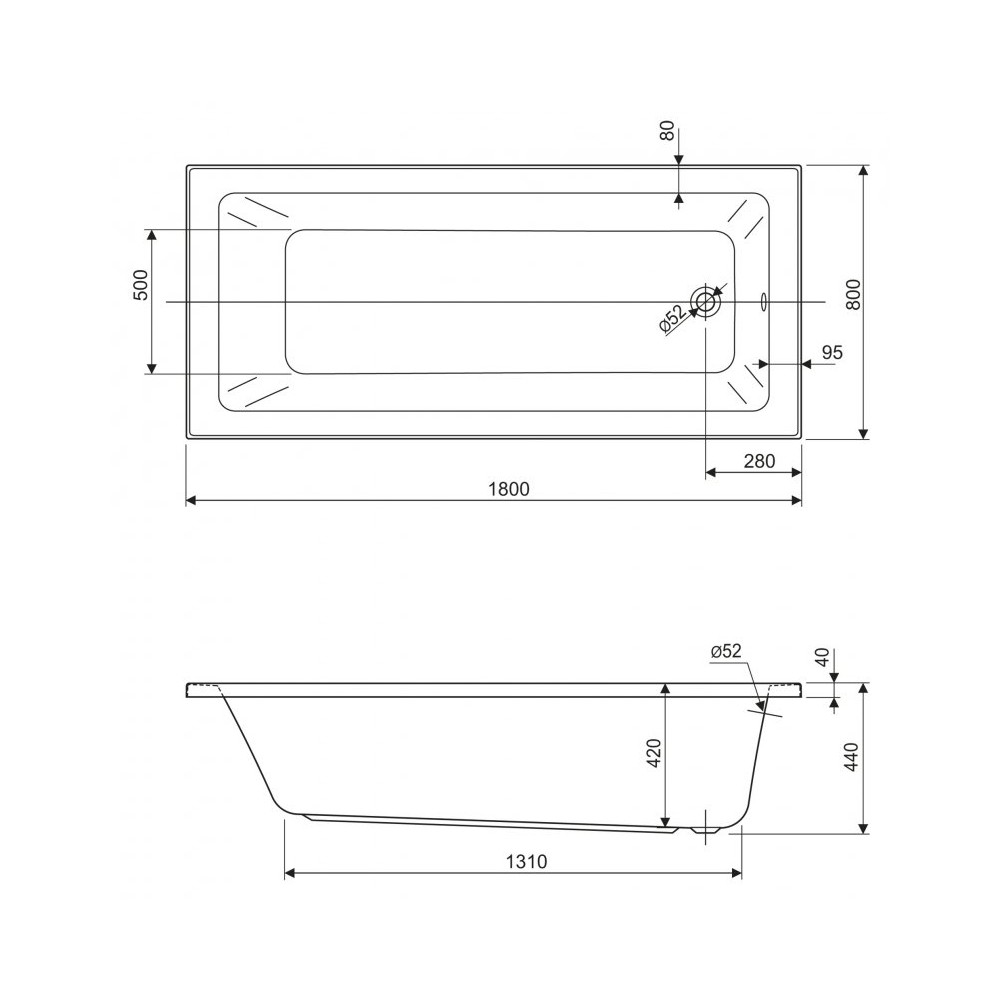 Акриловая ванна Cezares Plane Solo Mini 180х80  PLANE SOLO MINI-180-80-42-W37 - 2