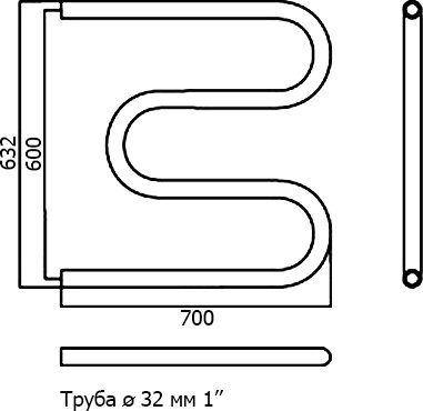 Водяной полотенцесушитель Terminus M-образный 600х700 Хром 4620768888199 - 2