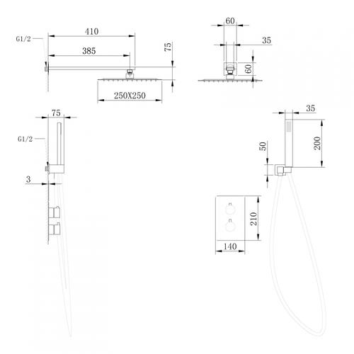 Душевая система Abber Weiss Insel черный, матовый  AF8051B - 2