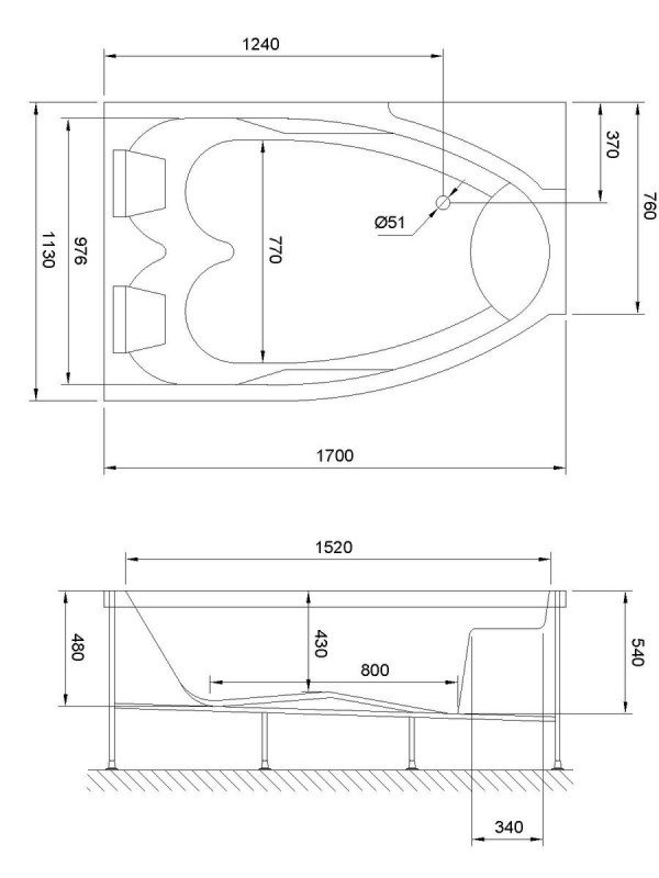 Ванна акриловая Royal Bath Shakespeare Comfort 170x110 L с гидромассажем белый RB652100CM-L - 1