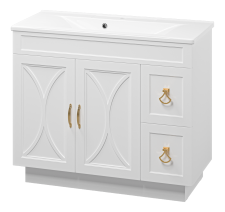 Тумба с раковиной Misty Амбра 100 белая матовая УТ000009822 - 0