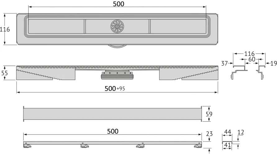 Душевой лоток Berges C1 Norma 50 черный матовый 095036 - 1
