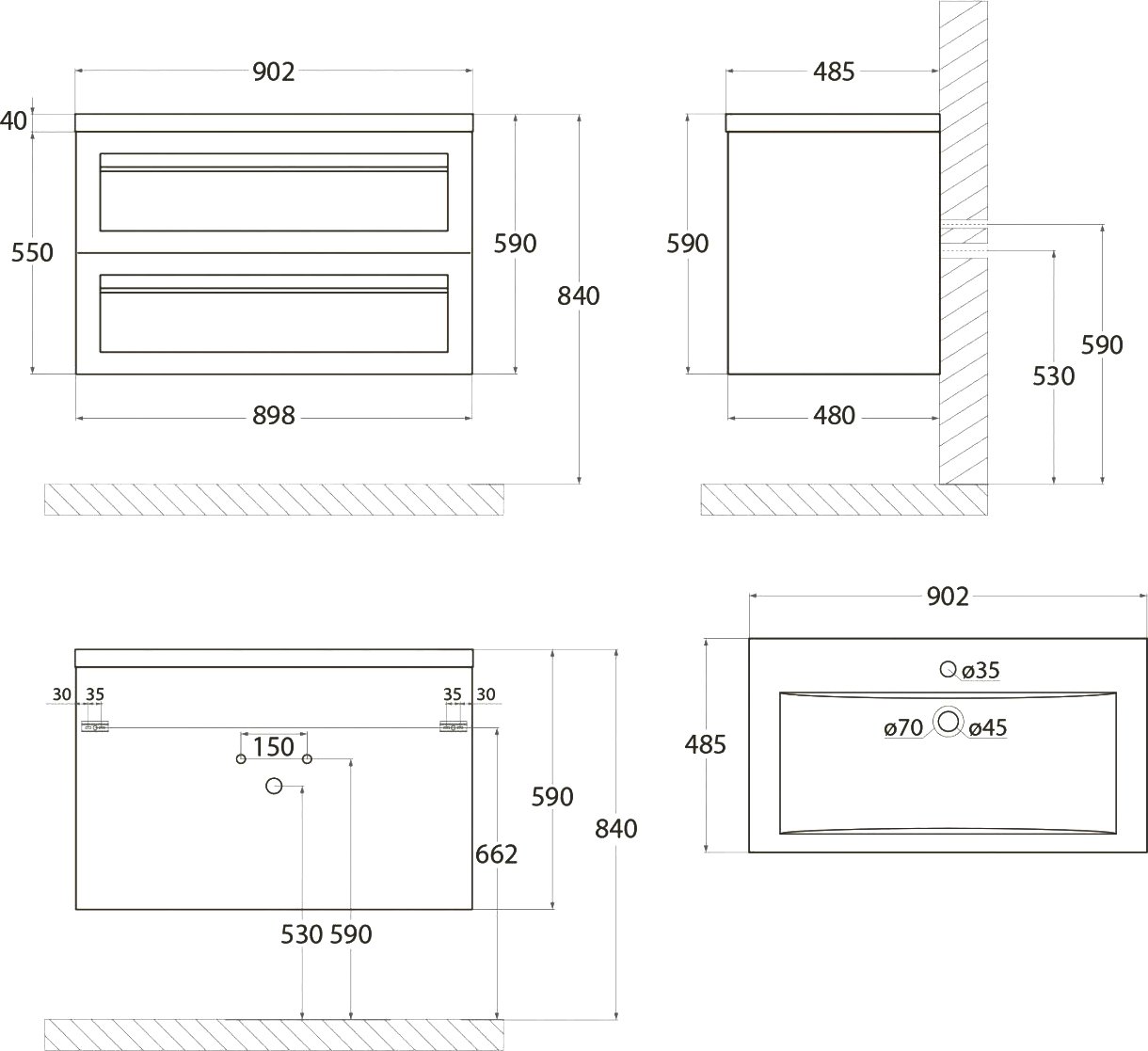 Тумба для комплекта Art&Max Platino 90, подвесная, светло-зеленая матовая AM-Platino-900-2C-SO-MM - 2