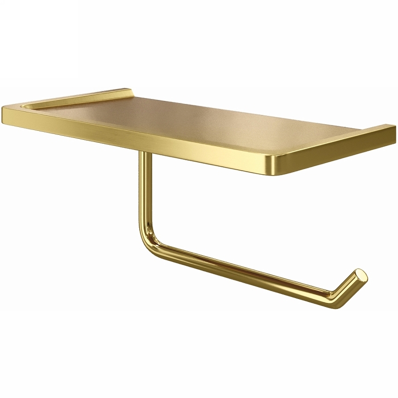 Держатель туалетной бумаги с полочкой WasserKRAFT золото матовый K-1625 - 0