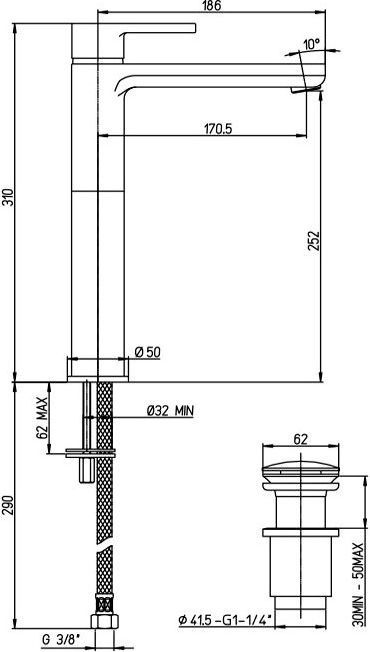 Смеситель для раковины Paini Arena 92CR211LLBLFTSSRKM - 1