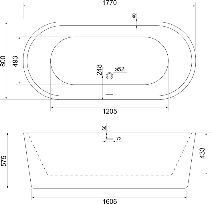 Акриловая ванна BelBagno 180х80 белый  BB109-177-80 - 3
