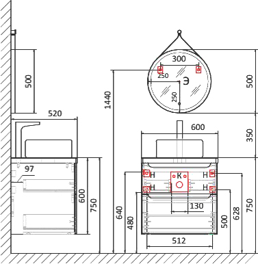 Тумба для комплекта Jorno Wood 60, серая Wood.01.60/P/GR - 7
