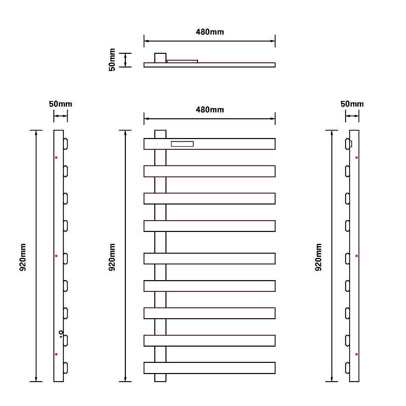 Полотенцесушитель электрический Black&White Moon 92х48 черный матовый 355BI - 4
