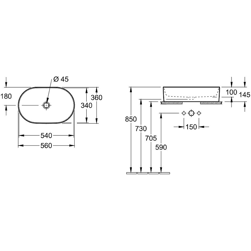 Накладная раковина Villeroy&Boch Collaro 56 белая 4A195601 - 2