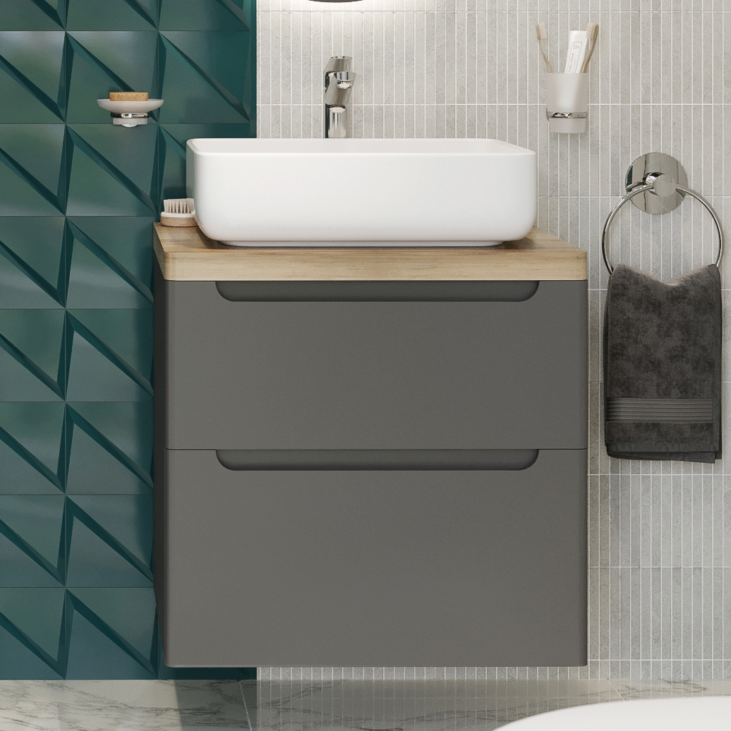 Тумба с раковиной STWORKI Берген 60 серая со светлой столешницей, Soul 1 549454 - 0