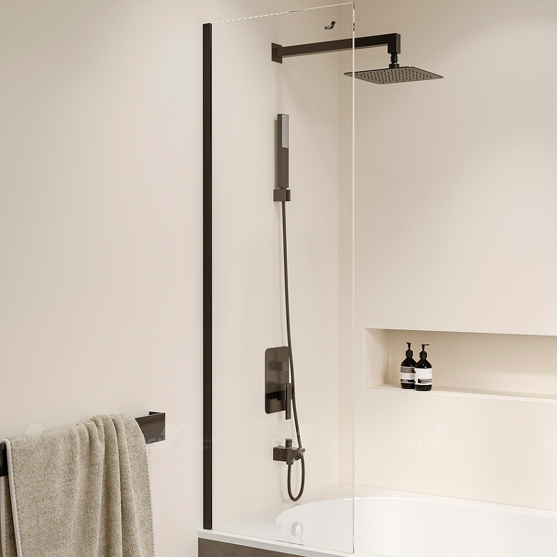 Шторка на ванну RGW Screens SC-056-8B 50х150 профиль черный стекло прозрачное 35110562850-14 - 0