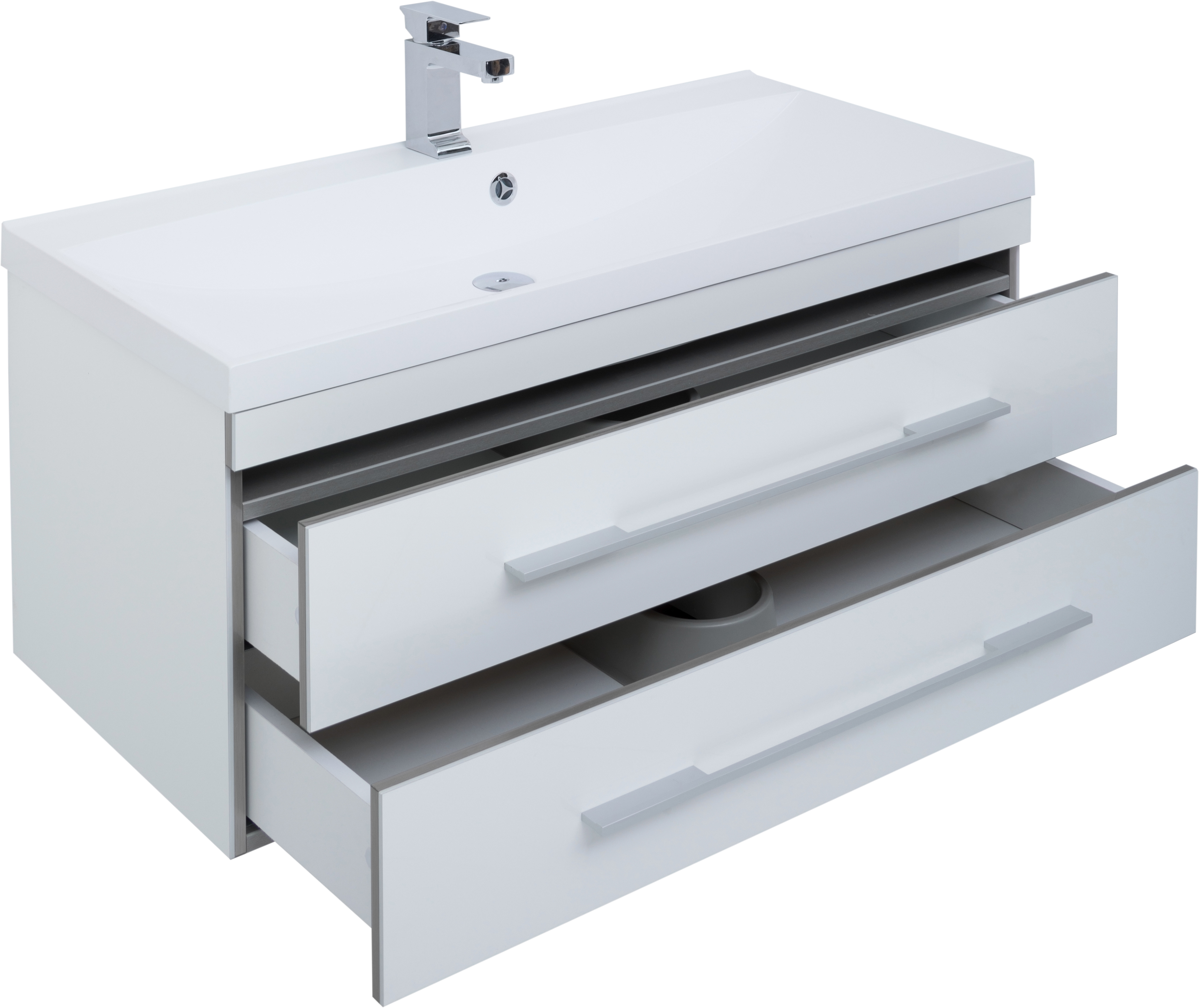 Тумба с раковиной Aquanet Верона 100 подвесная белая - 8