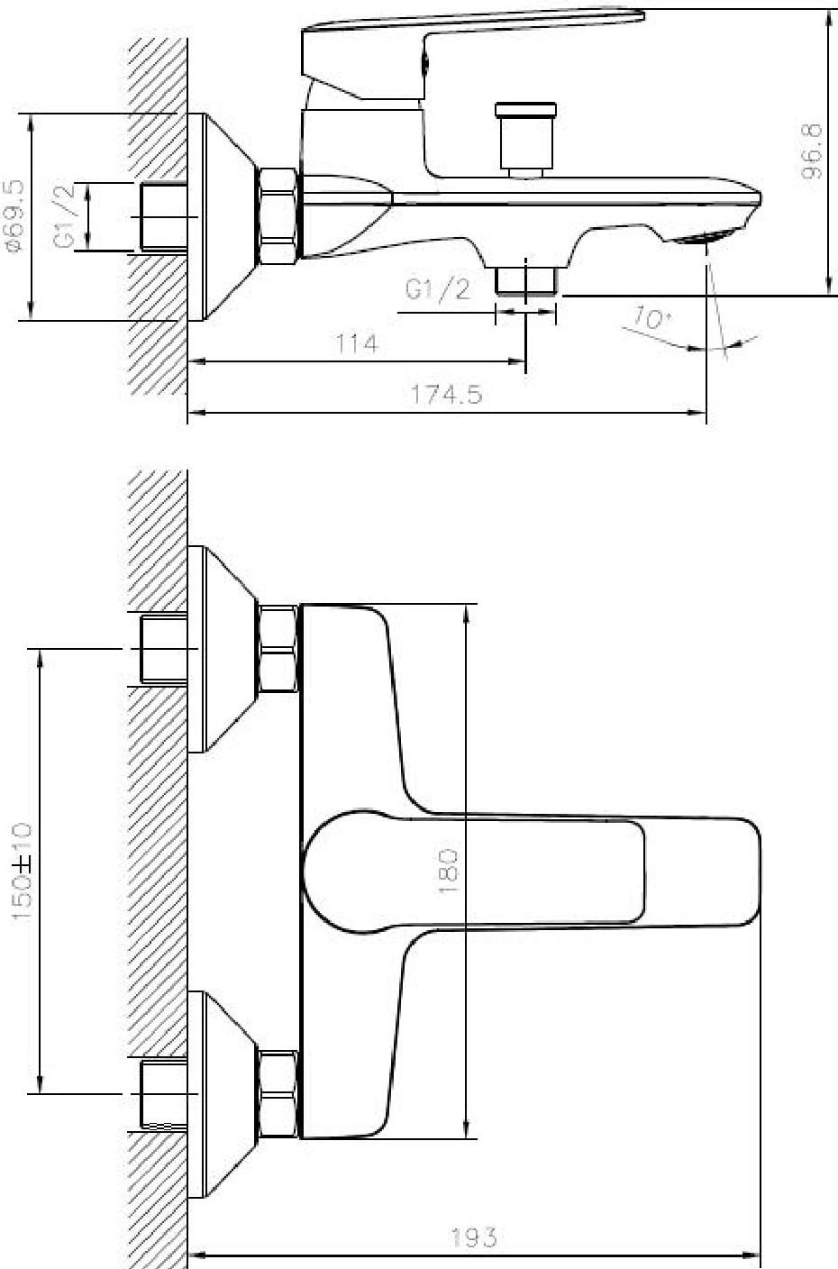 Смеситель Agger Clean A2410000 для ванны с душем - 5