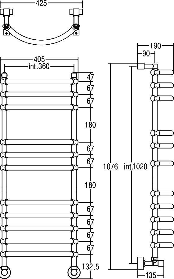 Полотенцесушитель водяной Margaroli Luna 434-11, бронза 4343711OBN - 2