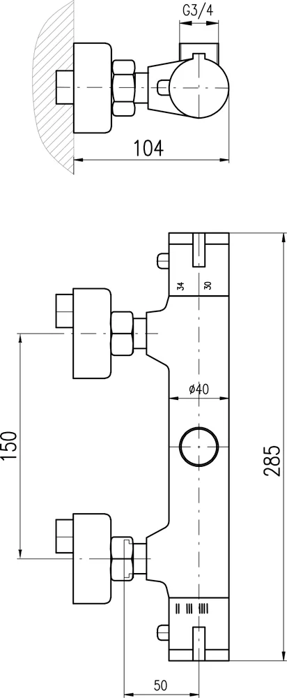 Смеситель для душа термостатический Rav Slezak Dunaj хром TRM81.5 - 1