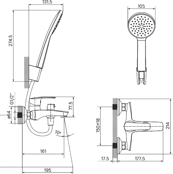 Смеситель Iddis Ray для ванны с душем RAYWT02i02 - 4