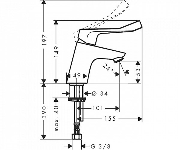 Смеситель для раковины Hansgrohe  хром  31914000 - 1