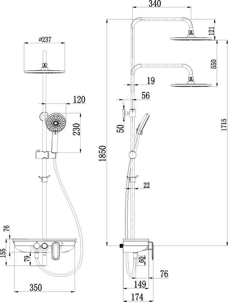 Душевая стойка Lemark Tropic LM7012BL черная - 3