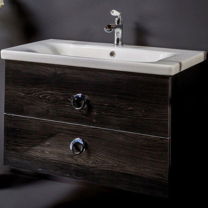 Тумба под раковину Armadi Art NeoArt 80 раковина моноблок темное дерево 830-080-BW - 0