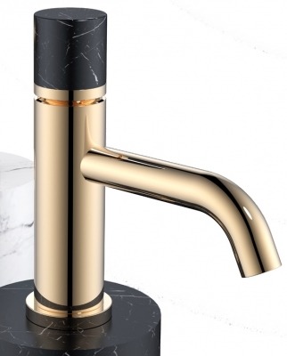 Смеситель для раковины высокий Boheme Stick золото с черным 122-G-MR-BLACK - 0