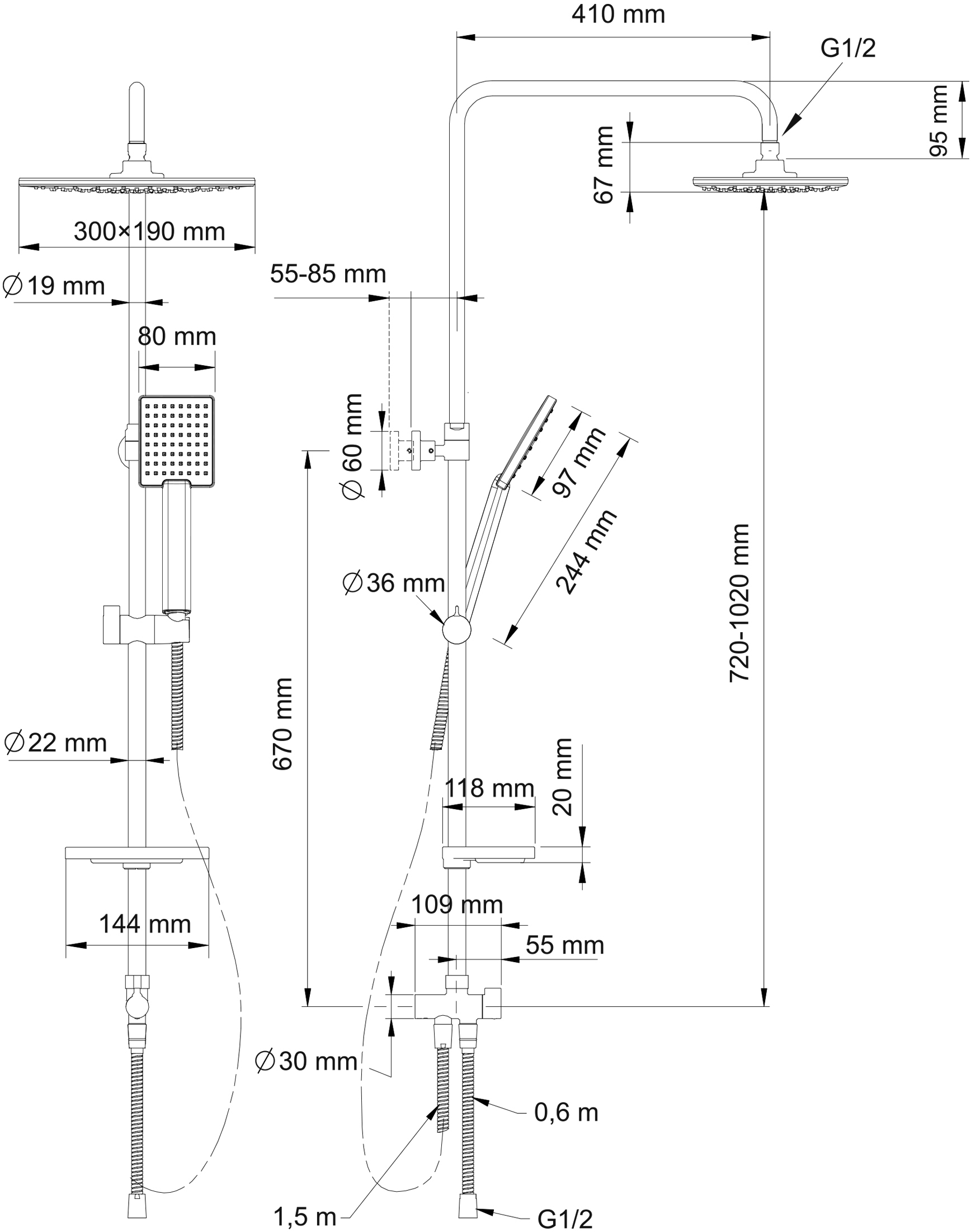 Душевая стойка Swedbe Calypso хром  5069 - 9