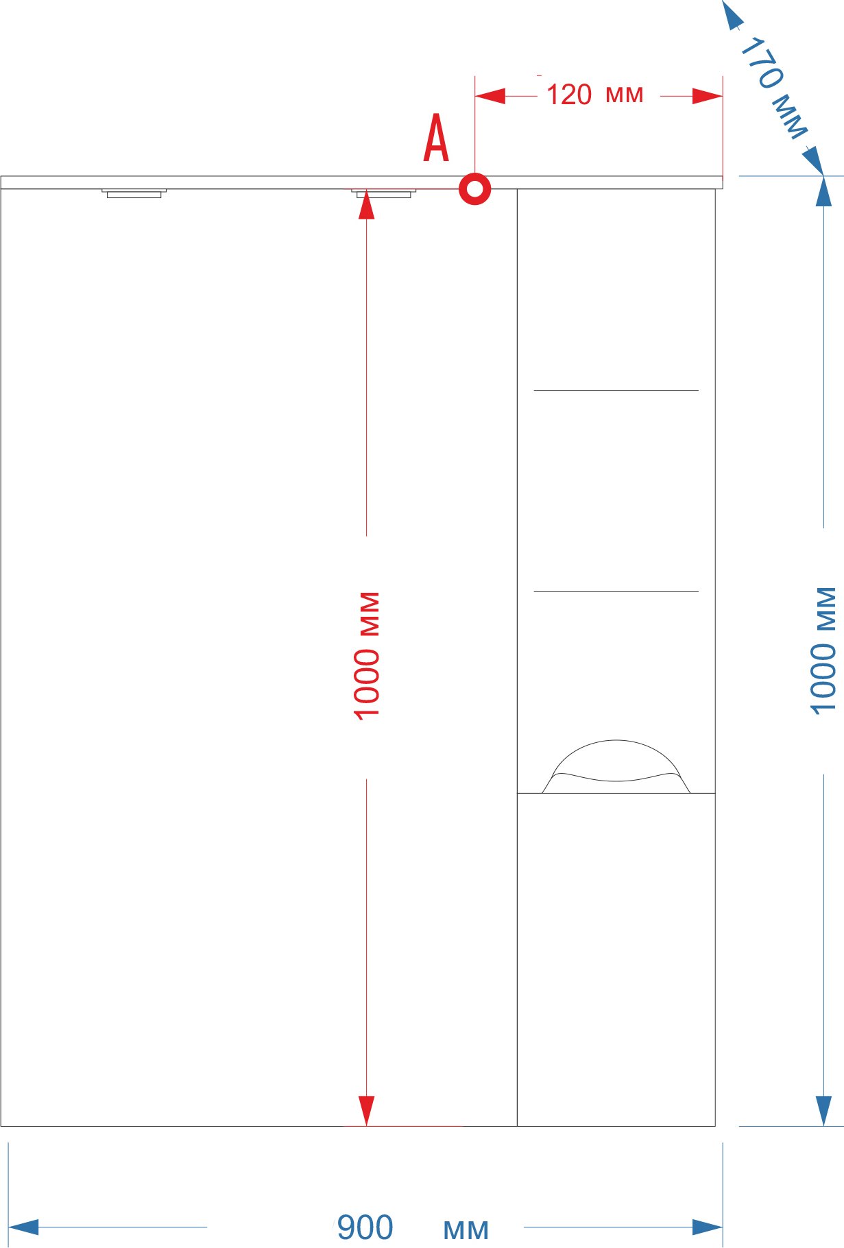 Зеркало-шкаф Misty Петра 90 R красная эмаль П-Пет04090-041СвП - 2