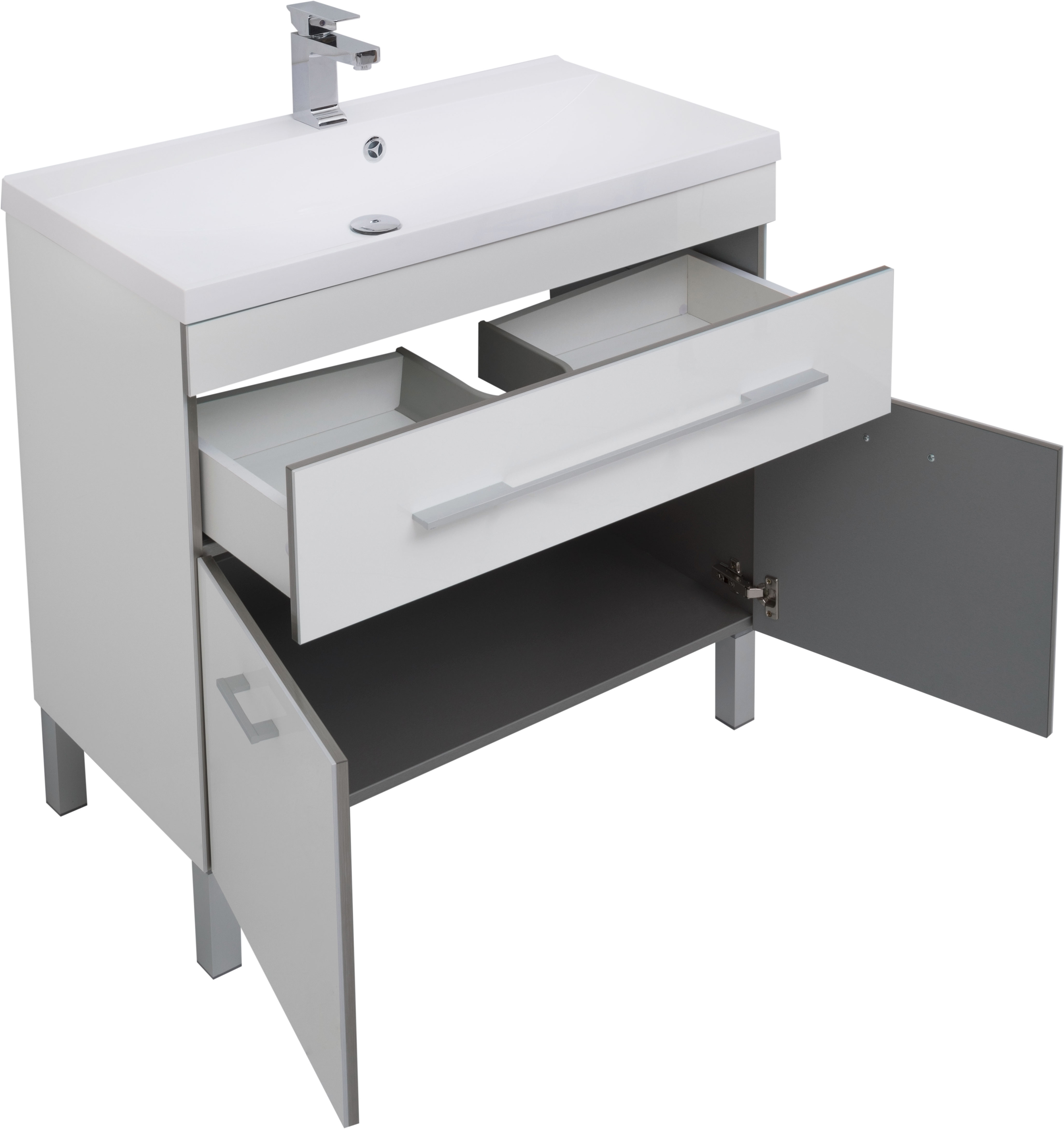 Мебель для ванной Aquanet Верона 90 белая, 1 ящик, 2 двери - 8